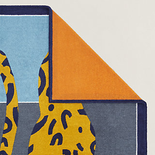 La Panthere a la Plage beach towel - Blue | Hermès Singapore